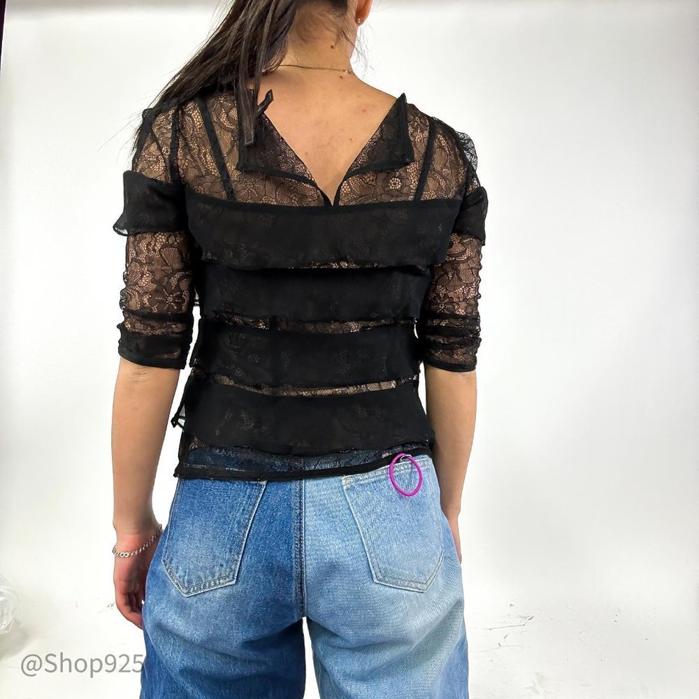 BCBG maxazria heelsWomen's Half Sleeves  Black Blouse - Picture 4 of 4